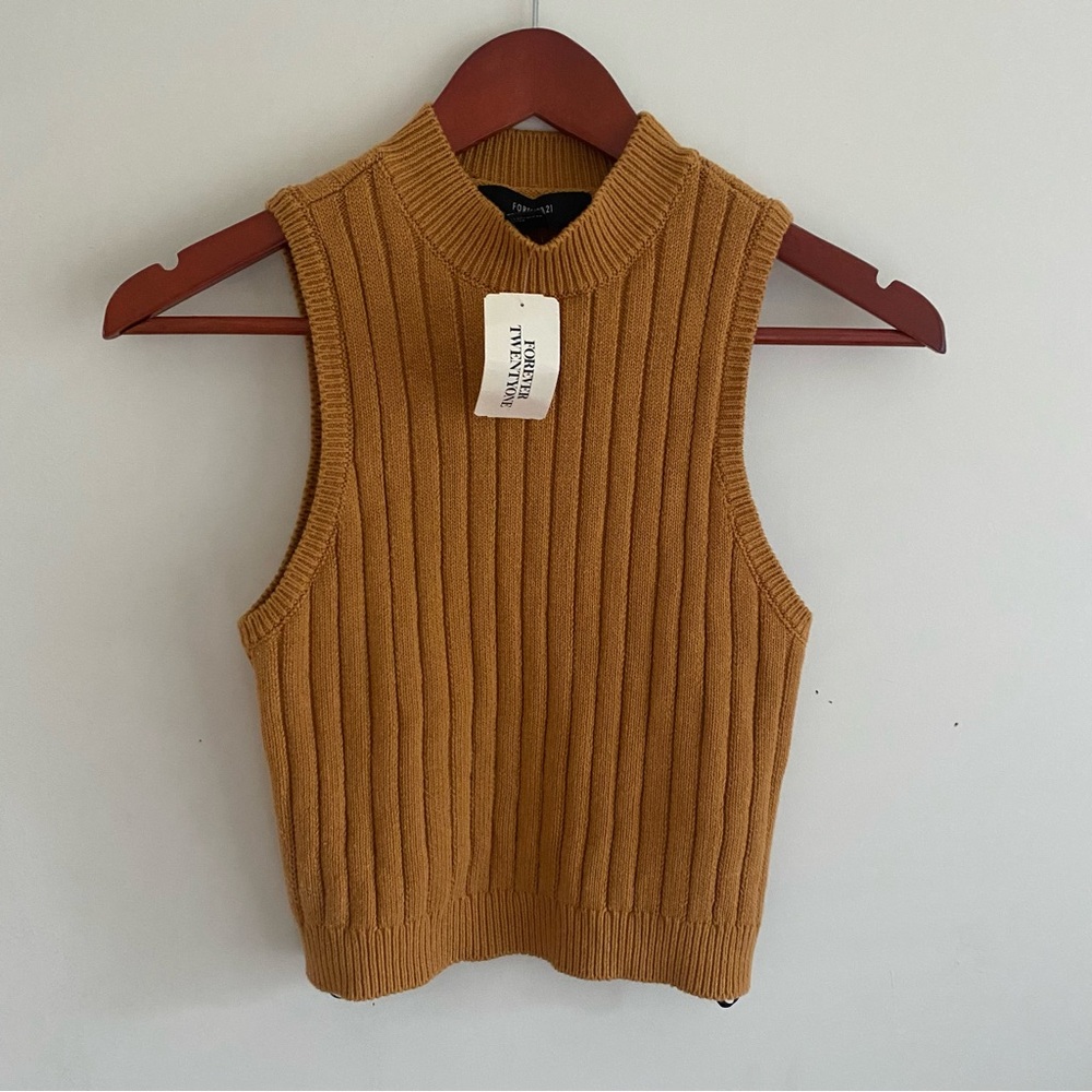 Forever 21 Ribbed Sleeveless Knit Top in Mustard